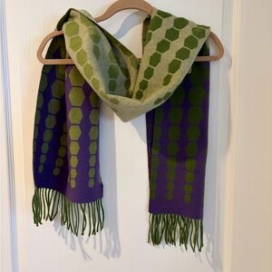 Nordstrom Green and Purple 100% Cashmere Scarf